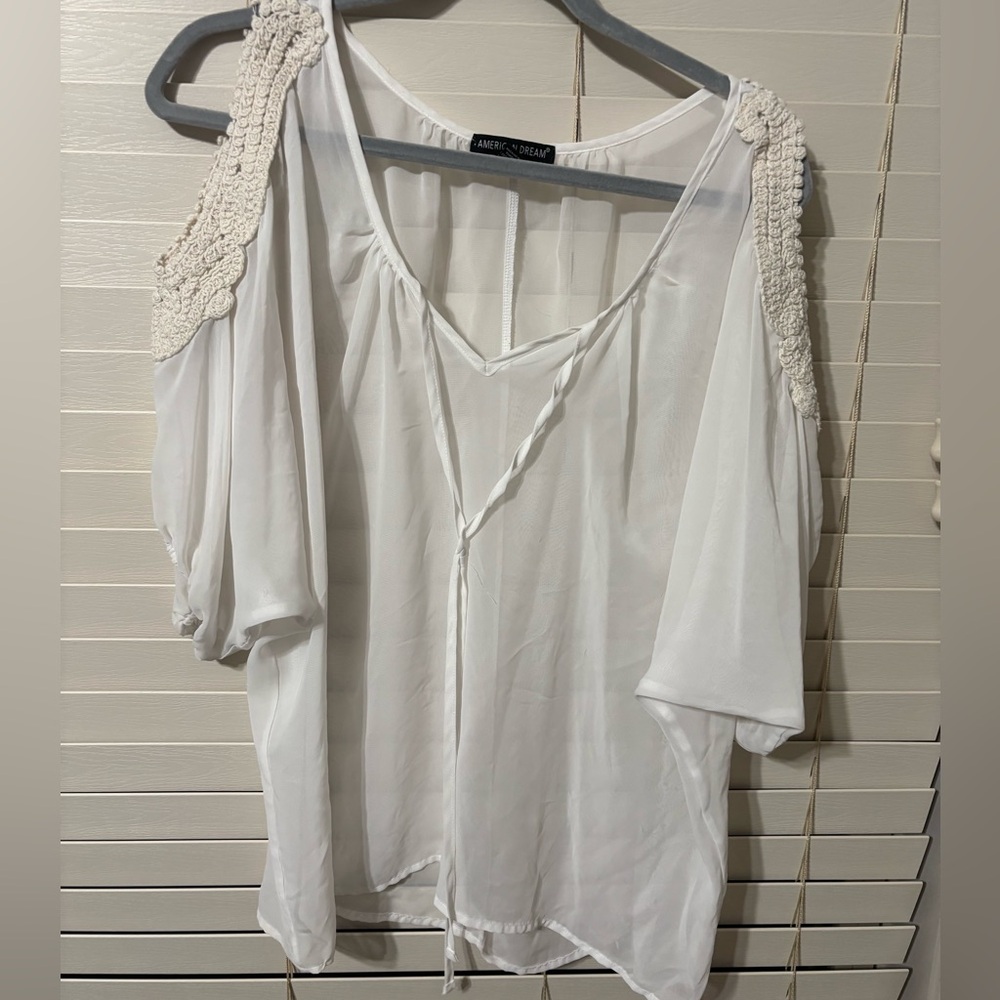 Medium white see through blouse